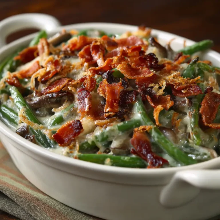 green bean casserole with bacon